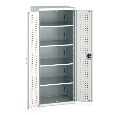 40020117 - Armoire CUBIO SMF-8620-12 - Avec Portes Perfo et 4 Tablettes - LxPxH 800x650x2000mm - Gris Clair RAL 7035 40020117 - Armoire CUBIO SMF-8620-12 - Avec Portes Perfo et 4 Tablettes - LxPxH 800x650x2000mm - Gris Clair RAL 7035
