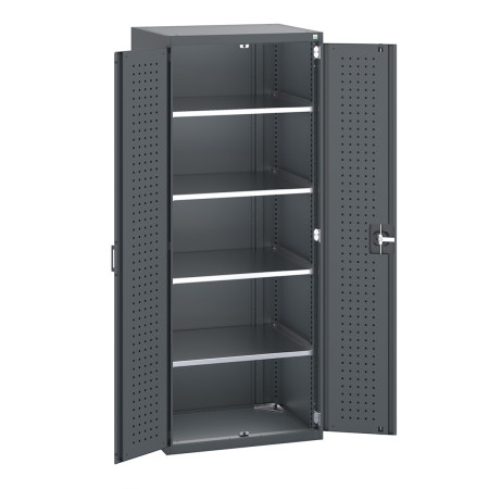 40020117 - Armoire CUBIO SMF-8620-12 - Avec Portes Perfo et 4 Tablettes - LxPxH 800x650x2000mm - Full Gris Anthracite RAL 7016 40020117 - Armoire CUBIO SMF-8620-12 - Avec Portes Perfo et 4 Tablettes - LxPxH 800x650x2000mm - Full Gris Anthracite RAL 7016