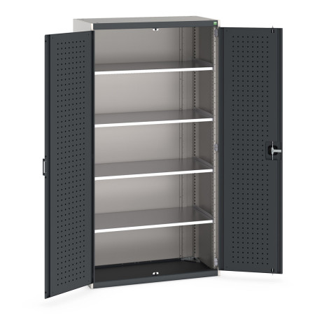 40013053 - Armoire CUBIO SMF-10520-12 - Avec Portes Perfo et 4 Tablettes - LxPxH 1050x525x2000mm - Gris Anthracite RAL 7016 40013053 - Armoire CUBIO SMF-10520-12 - Avec Portes Perfo et 4 Tablettes - LxPxH 1050x525x2000mm - Gris Anthracite RAL 7016