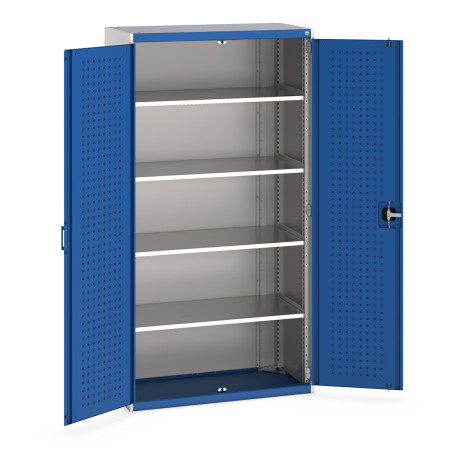 40013053 - Armoire CUBIO SMF-10520-12 - Avec Portes Perfo et 4 Tablettes - LxPxH 1050x525x2000mm - Bleu Gentiane RAL 5010 40013053 - Armoire CUBIO SMF-10520-12 - Avec Portes Perfo et 4 Tablettes - LxPxH 1050x525x2000mm - Bleu Gentiane RAL 5010