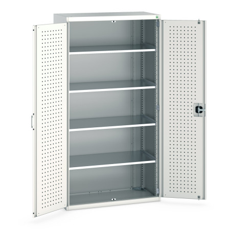 40013053 - Armoire CUBIO SMF-10520-12 - Avec Portes Perfo et 4 Tablettes - LxPxH 1050x525x2000mm - Gris Clair RAL 7035 40013053 - Armoire CUBIO SMF-10520-12 - Avec Portes Perfo et 4 Tablettes - LxPxH 1050x525x2000mm - Gris Clair RAL 7035