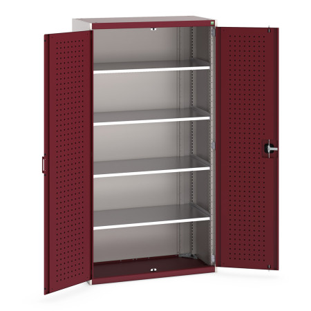 40013053 - Armoire CUBIO SMF-10520-12 - Avec Portes Perfo et 4 Tablettes - LxPxH 1050x525x2000mm - Rouge Pourpre RAL 3004 40013053 - Armoire CUBIO SMF-10520-12 - Avec Portes Perfo et 4 Tablettes - LxPxH 1050x525x2000mm - Rouge Pourpre RAL 3004
