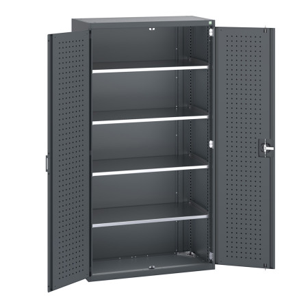 40013053 - Armoire CUBIO SMF-10520-12 - Avec Portes Perfo et 4 Tablettes - LxPxH 1050x525x2000mm - Full Gris Anthracite RAL 7016 40013053 - Armoire CUBIO SMF-10520-12 - Avec Portes Perfo et 4 Tablettes - LxPxH 1050x525x2000mm - Full Gris Anthracite RAL 7016