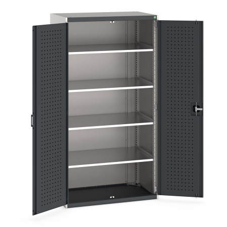 40021101 - Armoire CUBIO SMF-10620-12 - Avec Portes Perfo et 4 Tablettes - LxPxH 1050x650x2000mm - Gris Anthracite RAL 7016 40021101 - Armoire CUBIO SMF-10620-12 - Avec Portes Perfo et 4 Tablettes - LxPxH 1050x650x2000mm - Gris Anthracite RAL 7016