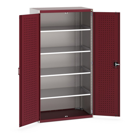 40021101 - Armoire CUBIO SMF-10620-12 - Avec Portes Perfo et 4 Tablettes - LxPxH 1050x650x2000mm - Rouge Pourpre RAL 3004 40021101 - Armoire CUBIO SMF-10620-12 - Avec Portes Perfo et 4 Tablettes - LxPxH 1050x650x2000mm - Rouge Pourpre RAL 3004