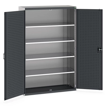 40014053 - Armoire CUBIO SMF-13520-12 - Avec Portes Perfo et 4 Tablettes - LxPxH 1300x525x2000mm - Gris Anthracite RAL 7016 40014053 - Armoire CUBIO SMF-13520-12 - Avec Portes Perfo et 4 Tablettes - LxPxH 1300x525x2000mm - Gris Anthracite RAL 7016
