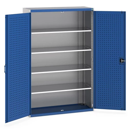 40014053 - Armoire CUBIO SMF-13520-12 - Avec Portes Perfo et 4 Tablettes - LxPxH 1300x525x2000mm - Bleu Gentiane RAL 5010 40014053 - Armoire CUBIO SMF-13520-12 - Avec Portes Perfo et 4 Tablettes - LxPxH 1300x525x2000mm - Bleu Gentiane RAL 5010