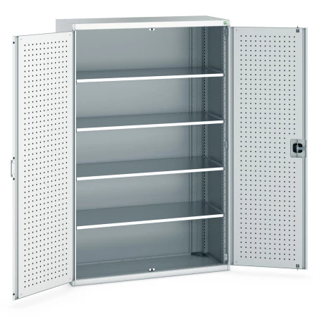40014053 - Armoire CUBIO SMF-13520-12 - Avec Portes Perfo et 4 Tablettes - LxPxH 1300x525x2000mm - Gris Clair RAL 7035 40014053 - Armoire CUBIO SMF-13520-12 - Avec Portes Perfo et 4 Tablettes - LxPxH 1300x525x2000mm - Gris Clair RAL 7035