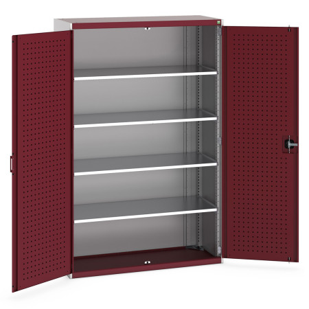 40014053 - Armoire CUBIO SMF-13520-12 - Avec Portes Perfo et 4 Tablettes - LxPxH 1300x525x2000mm - Rouge Pourpre RAL 3004 40014053 - Armoire CUBIO SMF-13520-12 - Avec Portes Perfo et 4 Tablettes - LxPxH 1300x525x2000mm - Rouge Pourpre RAL 3004