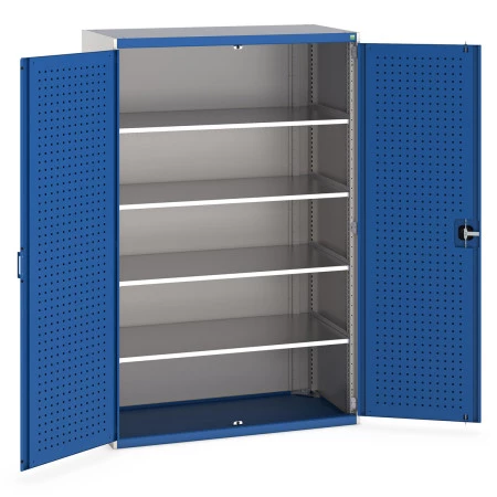 40022053 - Armoire CUBIO SMF-13620-12 - Avec Portes Perfo et 4 Tablettes - LxPxH 1300x650x2000mm - Bleu Gentiane RAL 5010 40022053 - Armoire CUBIO SMF-13620-12 - Avec Portes Perfo et 4 Tablettes - LxPxH 1300x650x2000mm - Bleu Gentiane RAL 5010