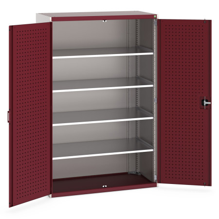 40022053 - Armoire CUBIO SMF-13620-12 - Avec Portes Perfo et 4 Tablettes - LxPxH 1300x650x2000mm - Rouge Pourpre RAL 3004 40022053 - Armoire CUBIO SMF-13620-12 - Avec Portes Perfo et 4 Tablettes - LxPxH 1300x650x2000mm - Rouge Pourpre RAL 3004