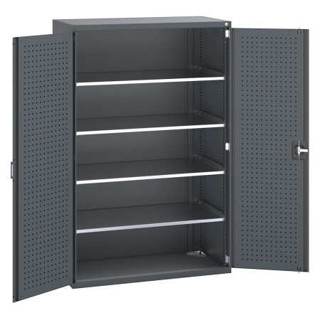 40022053 - Armoire CUBIO SMF-13620-12 - Avec Portes Perfo et 4 Tablettes - LxPxH 1300x650x2000mm - Full Gris Anthracite RAL 7016 40022053 - Armoire CUBIO SMF-13620-12 - Avec Portes Perfo et 4 Tablettes - LxPxH 1300x650x2000mm - Full Gris Anthracite RAL 7016
