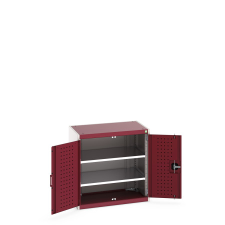 40012077 - Armoire CUBIO SMF-858-11 - Avec Portes Perfo et 2 Tablettes - LxPxH 800x525x800mm - Rouge Pourpre RAL 3004 40012077 - Armoire CUBIO SMF-858-11 - Avec Portes Perfo et 2 Tablettes - LxPxH 800x525x800mm - Rouge Pourpre RAL 3004