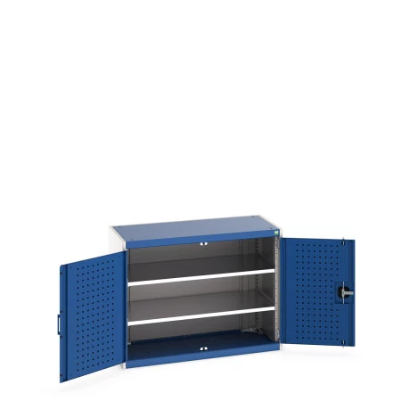 40013046 - Armoire CUBIO SMF-1058-11 - Avec Portes Perfo et 2 Tablettes - LxPxH 1050x525x800mm - Bleu Gentiane RAL 5010 40013046 - Armoire CUBIO SMF-1058-11 - Avec Portes Perfo et 2 Tablettes - LxPxH 1050x525x800mm - Bleu Gentiane RAL 5010
