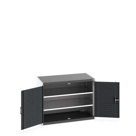 40021094 - Armoire CUBIO SMF-1068-11 - Avec Portes Perfo et 2 Tablettes - LxPxH 1050x650x800mm - Gris Anthracite RAL 7016 40021094 - Armoire CUBIO SMF-1068-11 - Avec Portes Perfo et 2 Tablettes - LxPxH 1050x650x800mm - Gris Anthracite RAL 7016