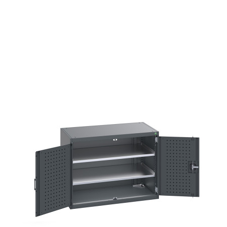 40021094 - Armoire CUBIO SMF-1068-11 - Avec Portes Perfo et 2 Tablettes - LxPxH 1050x650x800mm - Full Gris Anthracite RAL 7016 40021094 - Armoire CUBIO SMF-1068-11 - Avec Portes Perfo et 2 Tablettes - LxPxH 1050x650x800mm - Full Gris Anthracite RAL 7016