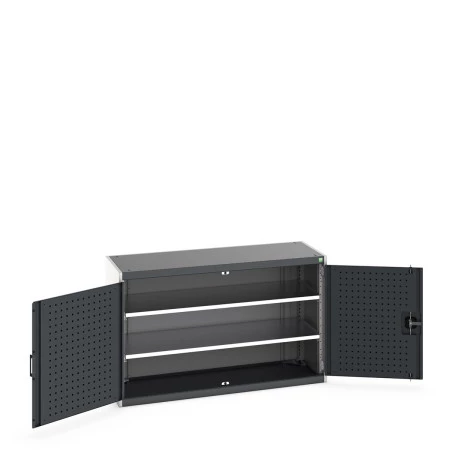 40014046 - Armoire CUBIO SMF-1358-11 - Avec Portes Perfo et 2 Tablettes - LxPxH 1300x525x800mm - Gris Anthracite RAL 7016 40014046 - Armoire CUBIO SMF-1358-11 - Avec Portes Perfo et 2 Tablettes - LxPxH 1300x525x800mm - Gris Anthracite RAL 7016