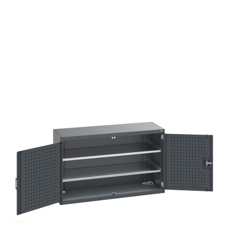 40014046 - Armoire CUBIO SMF-1358-11 - Avec Portes Perfo et 2 Tablettes - LxPxH 1300x525x800mm - Full Gris Anthracite RAL 7016 40014046 - Armoire CUBIO SMF-1358-11 - Avec Portes Perfo et 2 Tablettes - LxPxH 1300x525x800mm - Full Gris Anthracite RAL 7016