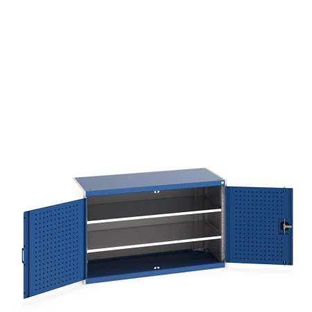 40022046 - Armoire CUBIO SMF-1368-11 - Avec Portes Perfo et 2 Tablettes - LxPxH 1300x650x800mm - Bleu Gentiane RAL 5010 40022046 - Armoire CUBIO SMF-1368-11 - Avec Portes Perfo et 2 Tablettes - LxPxH 1300x650x800mm - Bleu Gentiane RAL 5010
