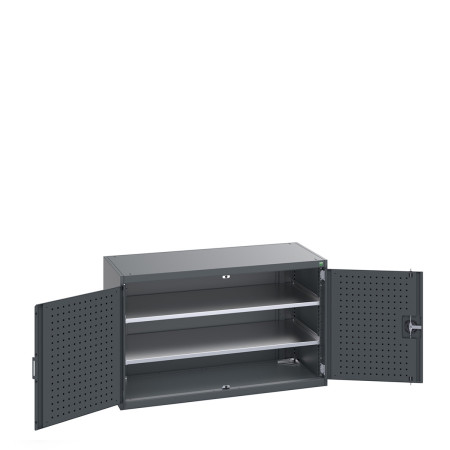 40022046 - Armoire CUBIO SMF-1368-11 - Avec Portes Perfo et 2 Tablettes - LxPxH 1300x650x800mm - Full Gris Anthracite RAL 7016 40022046 - Armoire CUBIO SMF-1368-11 - Avec Portes Perfo et 2 Tablettes - LxPxH 1300x650x800mm - Full Gris Anthracite RAL 7016