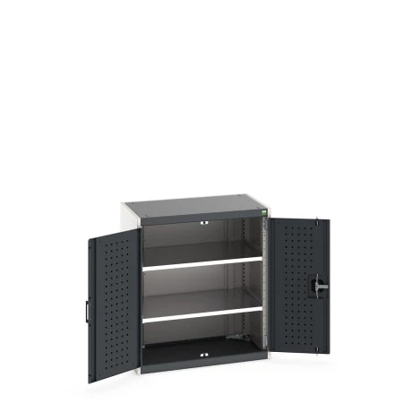 40012115 - Armoire CUBIO SMF-859-11 - Avec Portes Perfo et 2 Tablettes - LxPxH 800x525x900mm - Gris Anthracite RAL 7016 40012115 - Armoire CUBIO SMF-859-11 - Avec Portes Perfo et 2 Tablettes - LxPxH 800x525x900mm - Gris Anthracite RAL 7016