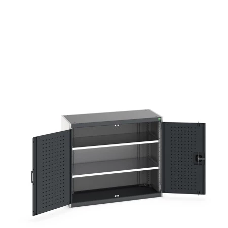 40013077 - Armoire CUBIO SMF-1059-11 - Avec Portes Perfo et 2 Tablettes - LxPxH 1050x525x900mm - Gris Anthracite RAL 7016 40013077 - Armoire CUBIO SMF-1059-11 - Avec Portes Perfo et 2 Tablettes - LxPxH 1050x525x900mm - Gris Anthracite RAL 7016