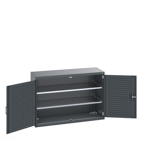40014066 - Armoire CUBIO SMF-1359-11 - Avec Portes Perfo et 2 Tablettes - LxPxH 1300x525x900mm - Full Gris Anthracite RAL 7016 40014066 - Armoire CUBIO SMF-1359-11 - Avec Portes Perfo et 2 Tablettes - LxPxH 1300x525x900mm - Full Gris Anthracite RAL 7016