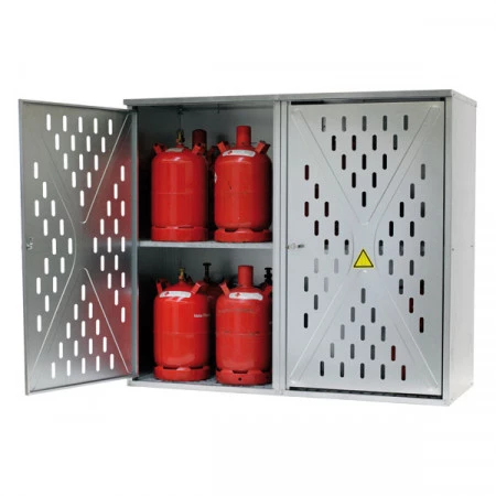 Armoire pour bouteilles de gaz pour 20 x 11 kg ou 9 x 33 kg, porte à 2 battant, galvanisée Armoire pour bouteilles de gaz pour 20 x 11 kg ou 9 x 33 kg, porte à 2 battant, galvanisée