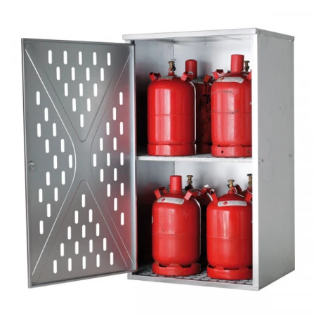 Armoire pour bouteilles de gaz pour 10 x 11 kg ou 4 x 33 kg, porte à 1 battant, galvanisée Armoire pour bouteilles de gaz pour 10 x 11 kg ou 4 x 33 kg, porte à 1 battant, galvanisée