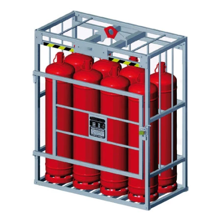 Panier élingable 8 bouteilles pour stockage et manutention, charge max 560kg, hauteur 50mm.