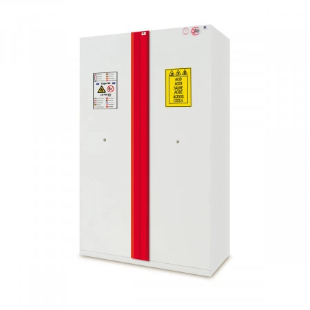 Armoire de sécurité anti-feu type 90, compartiments inflammables, acides, bases, 3 étagères de rétention, 2 étagère en acier peint. Armoire de sécurité anti-feu type 90, compartiments inflammables, acides, bases, 3 étagères de rétention, 2 étagère en acier peint.