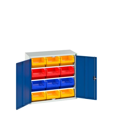 16926550 - VERSO Armoire à Bacs - Avec 3 Tablettes, 12 Bacs - LxPxH 1050x550x1000mm - Bleu Gentiane RAL 5010 16926550 - VERSO Armoire à Bacs - Avec 3 Tablettes, 12 Bacs - LxPxH 1050x550x1000mm - Bleu Gentiane RAL 5010