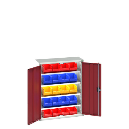 16926400 - VERSO Armoire à Bacs - Avec 4 Tablettes, 20 Bacs - LxPxH 800x350x1000mm - Rouge Pourpre RAL 3004 16926400 - VERSO Armoire à Bacs - Avec 4 Tablettes, 20 Bacs - LxPxH 800x350x1000mm - Rouge Pourpre RAL 3004