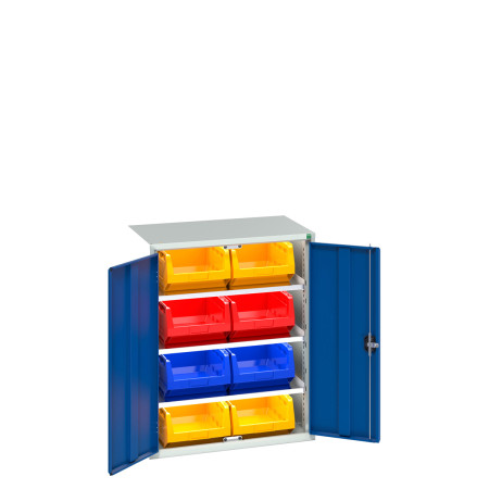 16926450 - VERSO Armoire à Bacs - Avec 3 Tablettes, 8 Bacs - LxPxH 800x550x1000mm - Bleu Gentiane RAL 5010 16926450 - VERSO Armoire à Bacs - Avec 3 Tablettes, 8 Bacs - LxPxH 800x550x1000mm - Bleu Gentiane RAL 5010