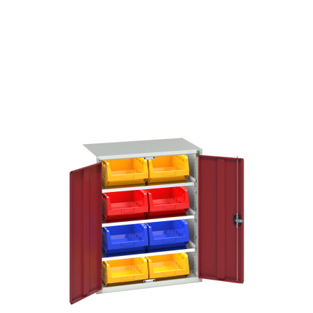 16926450 - VERSO Armoire à Bacs - Avec 3 Tablettes, 8 Bacs - LxPxH 800x550x1000mm - Rouge Pourpre RAL 3004 16926450 - VERSO Armoire à Bacs - Avec 3 Tablettes, 8 Bacs - LxPxH 800x550x1000mm - Rouge Pourpre RAL 3004
