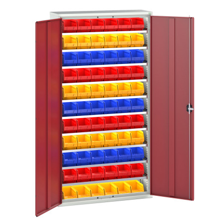 16926501 - VERSO Armoire à Bacs - Avec 10 Tablettes, 66 Bacs - LxPxH 1050x350x2000mm - Rouge Pourpre RAL 3004 16926501 - VERSO Armoire à Bacs - Avec 10 Tablettes, 66 Bacs - LxPxH 1050x350x2000mm - Rouge Pourpre RAL 3004