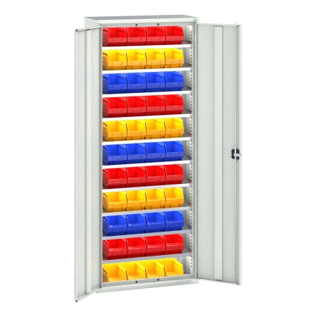 16926401 - VERSO Armoire à Bacs - Avec 10 Tablettes, 44 Bacs - LxPxH 800x350x2000mm - Gris Clair RAL 7035 16926401 - VERSO Armoire à Bacs - Avec 10 Tablettes, 44 Bacs - LxPxH 800x350x2000mm - Gris Clair RAL 7035