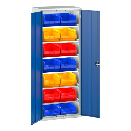 16926451 - VERSO Armoire à Bacs - Avec 6 Tablettes, 14 Bacs - LxPxH 800x550x2000mm - Bleu Gentiane RAL 5010 16926451 - VERSO Armoire à Bacs - Avec 6 Tablettes, 14 Bacs - LxPxH 800x550x2000mm - Bleu Gentiane RAL 5010