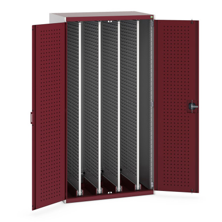 40301035 - Armoire CUBIO SMV-10620-43 - Portes Perfo 4 Pann à Bacs Coulissants - LxPxH 1050x650x2000mm - Rouge Pourpre RAL 3004 40301035 - Armoire CUBIO SMV-10620-43 - Portes Perfo 4 Pann à Bacs Coulissants - LxPxH 1050x650x2000mm - Rouge Pourpre RAL 3004