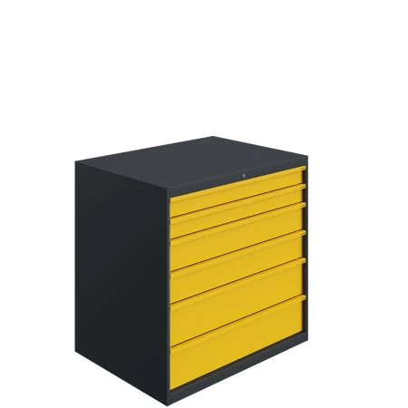 Armoire à Tiroirs ATS - De 3 à 10 Tiroirs - LxPxH 1000x750x1000 mm - Caisson Gris Anthracite RAL 7016 Façade Jaune RAL 1018 Armoire à Tiroirs ATS - De 3 à 10 Tiroirs - LxPxH 1000x750x1000 mm - Caisson Gris Anthracite RAL 7016 Façade Jaune RAL 1018