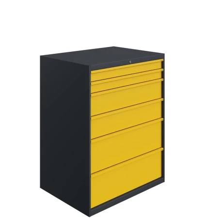 Armoire à Tiroirs ATS - De 4 à 12 Tiroirs - LxPxH 1000x750x1300 mm - Caisson Gris Anthracite RAL 7016 Façade Jaune RAL 1018 Armoire à Tiroirs ATS - De 4 à 12 Tiroirs - LxPxH 1000x750x1300 mm - Caisson Gris Anthracite RAL 7016 Façade Jaune RAL 1018