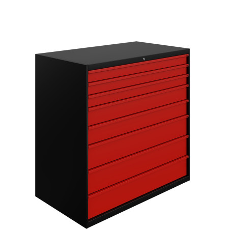 Armoire à Tiroirs ATS - De 4 à 12 Tiroirs - LxPxH 1300x750x1300 mm - Caisson Noir RAL 9005 Façade Rouge RAL 3000 Armoire à Tiroirs ATS - De 4 à 12 Tiroirs - LxPxH 1300x750x1300 mm - Caisson Noir RAL 9005 Façade Rouge RAL 3000