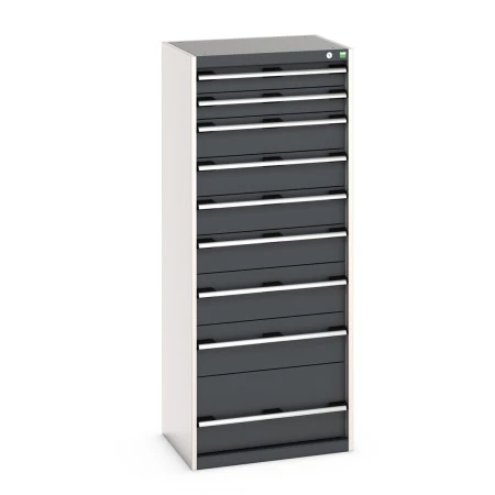 40011066 - Armoire à Tiroirs CUBIO SL-6516-91 - Avec 9 Tiroirs - LxPxH 650x525x1600mm - Gris Anthracite RAL 7016