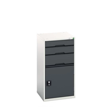 16925061 - VERSO Armoire à Tiroirs et Porte - Avec 3 Tiroirs et 1 Porte - LxPxH 525x550x1000mm - Gris Anthracite RAL 7016