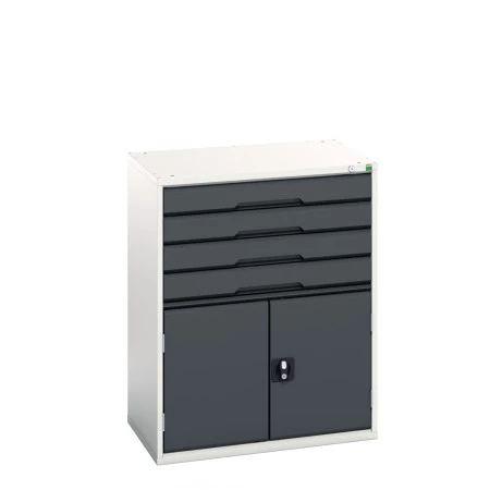 16925165 - VERSO Armoire à Tiroirs et Portes - Avec 4 Tiroirs et 2 Portes - LxPxH 800x550x1000mm - Gris Anthracite RAL 7016 16925165 - VERSO Armoire à Tiroirs et Portes - Avec 4 Tiroirs et 2 Portes - LxPxH 800x550x1000mm - Gris Anthracite RAL 7016