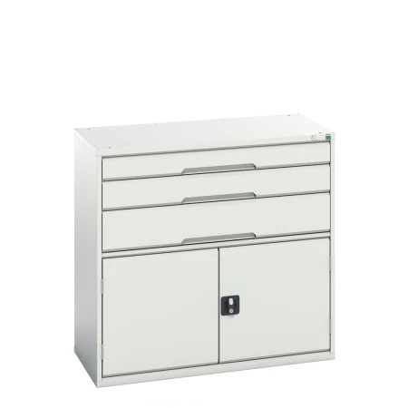 16925261 - VERSO Armoire à Tiroirs et Portes - Avec 3 Tiroirs et 2 Portes - LxPxH 1050x550x1000mm - Gris Clair RAL 7035 16925261 - VERSO Armoire à Tiroirs et Portes - Avec 3 Tiroirs et 2 Portes - LxPxH 1050x550x1000mm - Gris Clair RAL 7035
