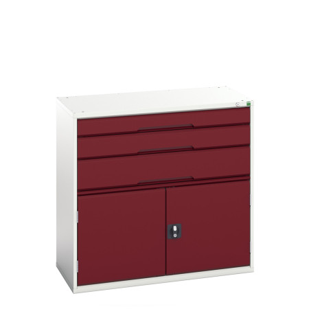 16925261 - VERSO Armoire à Tiroirs et Portes - Avec 3 Tiroirs et 2 Portes - LxPxH 1050x550x1000mm - Rouge Pourpre RAL 3004 16925261 - VERSO Armoire à Tiroirs et Portes - Avec 3 Tiroirs et 2 Portes - LxPxH 1050x550x1000mm - Rouge Pourpre RAL 3004