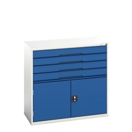 16925265 - VERSO Armoire à Tiroirs et Portes - Avec 4 Tiroirs et 2 Portes - LxPxH 1050x550x1000mm - Bleu Gentiane RAL 5010 16925265 - VERSO Armoire à Tiroirs et Portes - Avec 4 Tiroirs et 2 Portes - LxPxH 1050x550x1000mm - Bleu Gentiane RAL 5010