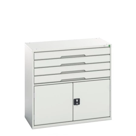 16925265 - VERSO Armoire à Tiroirs et Portes - Avec 4 Tiroirs et 2 Portes - LxPxH 1050x550x1000mm - Gris Clair RAL 7035 16925265 - VERSO Armoire à Tiroirs et Portes - Avec 4 Tiroirs et 2 Portes - LxPxH 1050x550x1000mm - Gris Clair RAL 7035
