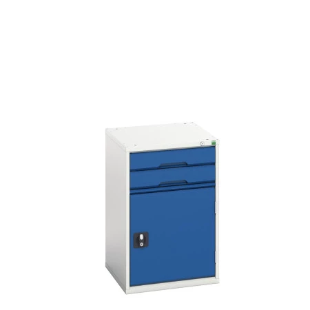 16925016 - VERSO Armoire à Tiroirs - Avec 2 Tiroirs et 1 Porte - LxPxH 525x550x800mm - Bleu Gentiane RAL 5010 16925016 - VERSO Armoire à Tiroirs - Avec 2 Tiroirs et 1 Porte - LxPxH 525x550x800mm - Bleu Gentiane RAL 5010